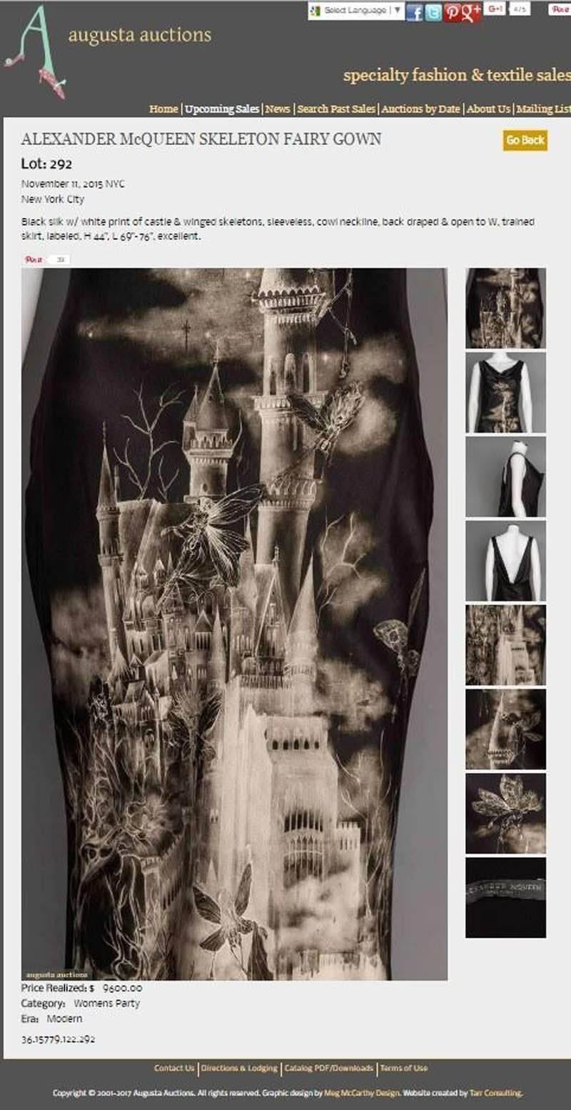 Women's Alexander McQueen 2007 Collection Castle Skeleton Fairy Open Back Silk Gown 40 For Sale