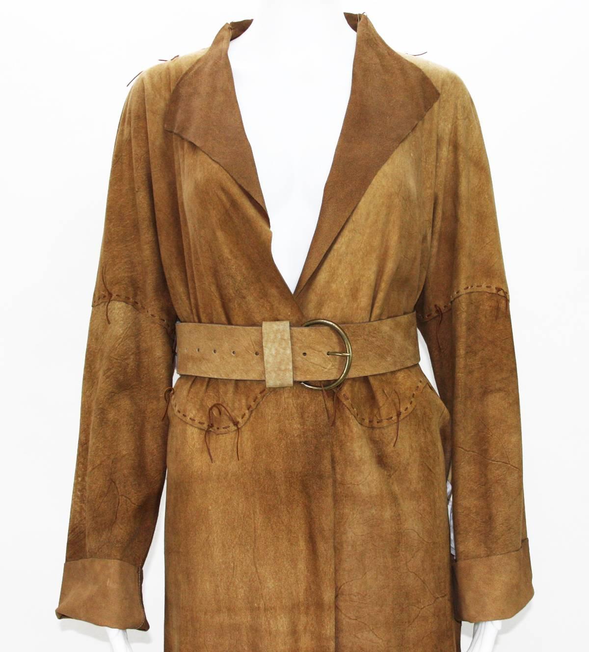 Super Rare Tom Ford for Yves Saint Laurent S/S 2002 Safari Collection Suede Coat 1