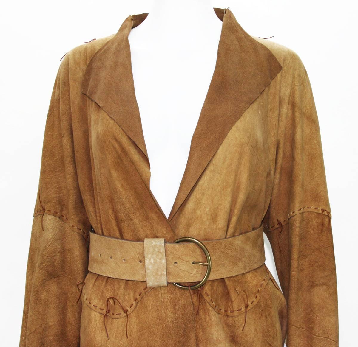 Super Rare Tom Ford for Yves Saint Laurent S/S 2002 Safari Collection Suede Coat 2