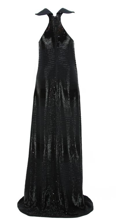 New ETRO Runway Fully Beaded Black Gown 44 For Sale at 1stDibs