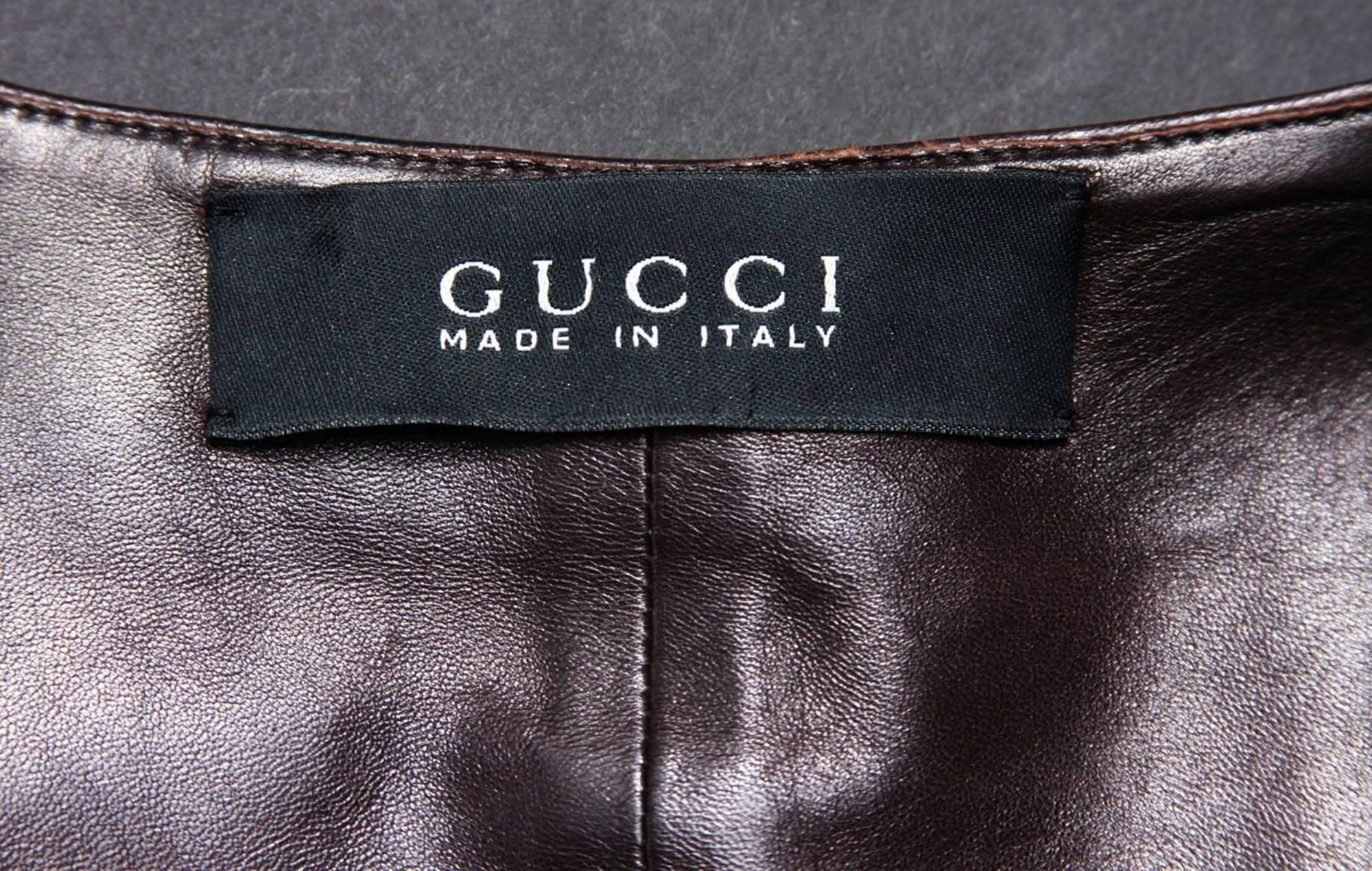 Tom Ford pour Gucci - Veste en cuir marron super souple, défilé A/H 2003, taille IT 44 - US 8 en vente 1