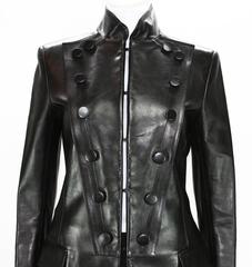 New Tom Ford for Yves Saint Laurent F/W 2001 Leather Military Jacket It 38
