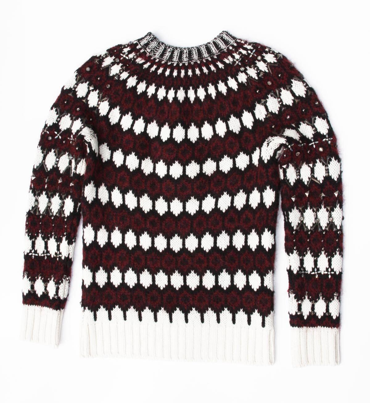 Black New $2100 Gucci Rich Embellished Rhinestone Metal Wool Sweater size S