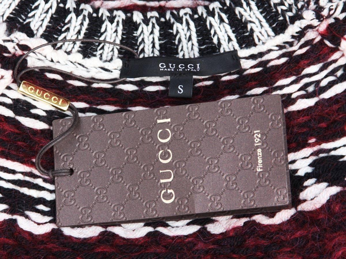 New $2100 Gucci Rich Embellished Rhinestone Metal Wool Sweater size S 3