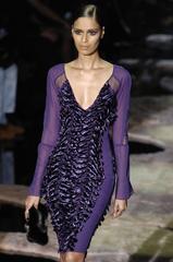 TOM FORD for GUCCI FW 2004 Runway Collection Purple Velvet Stretch Dress 40 US 4