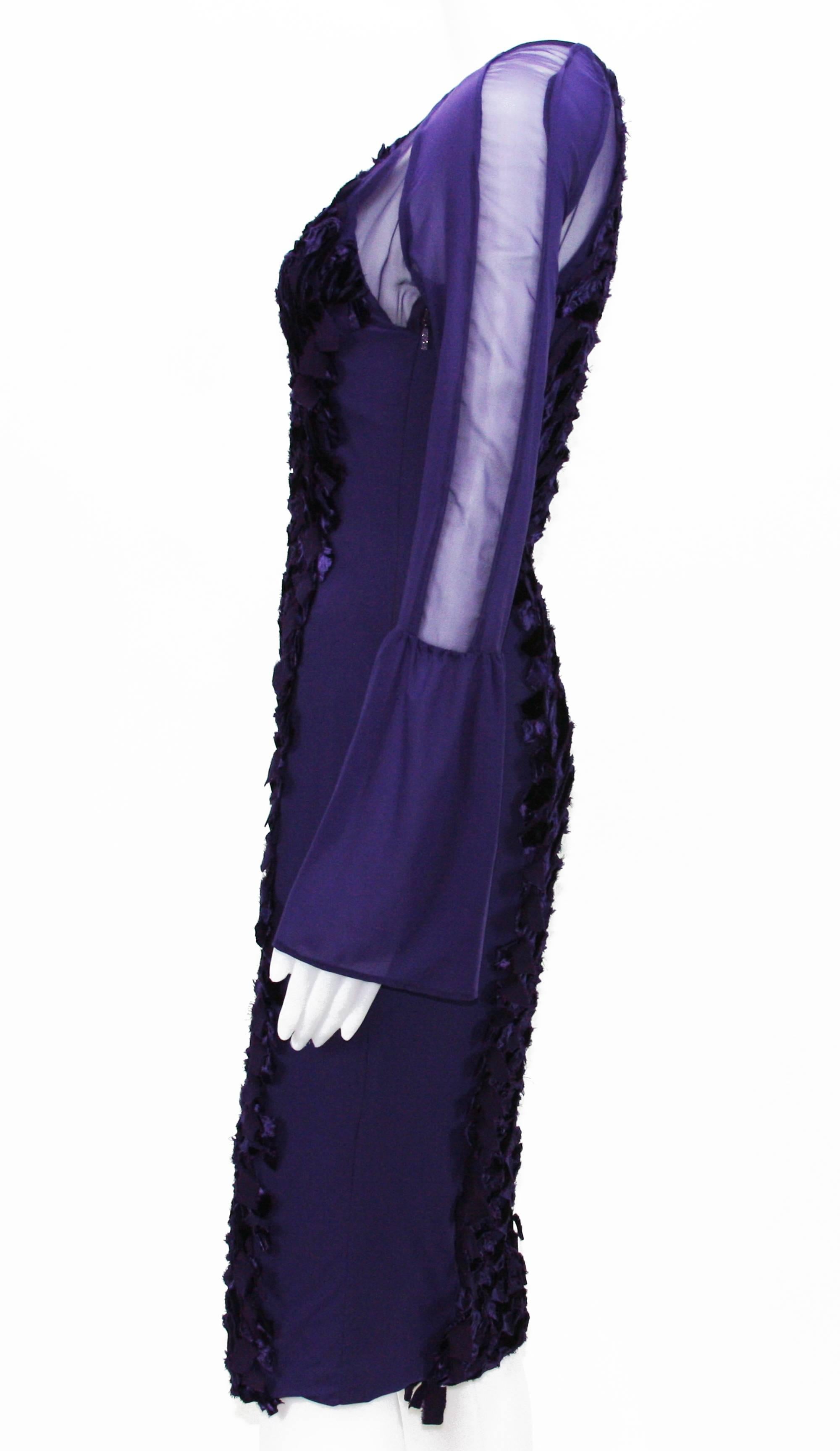 TOM FORD for GUCCI - Robe en velours stretch violette, collection A/H 2004, taille 40 - 4 en vente 2