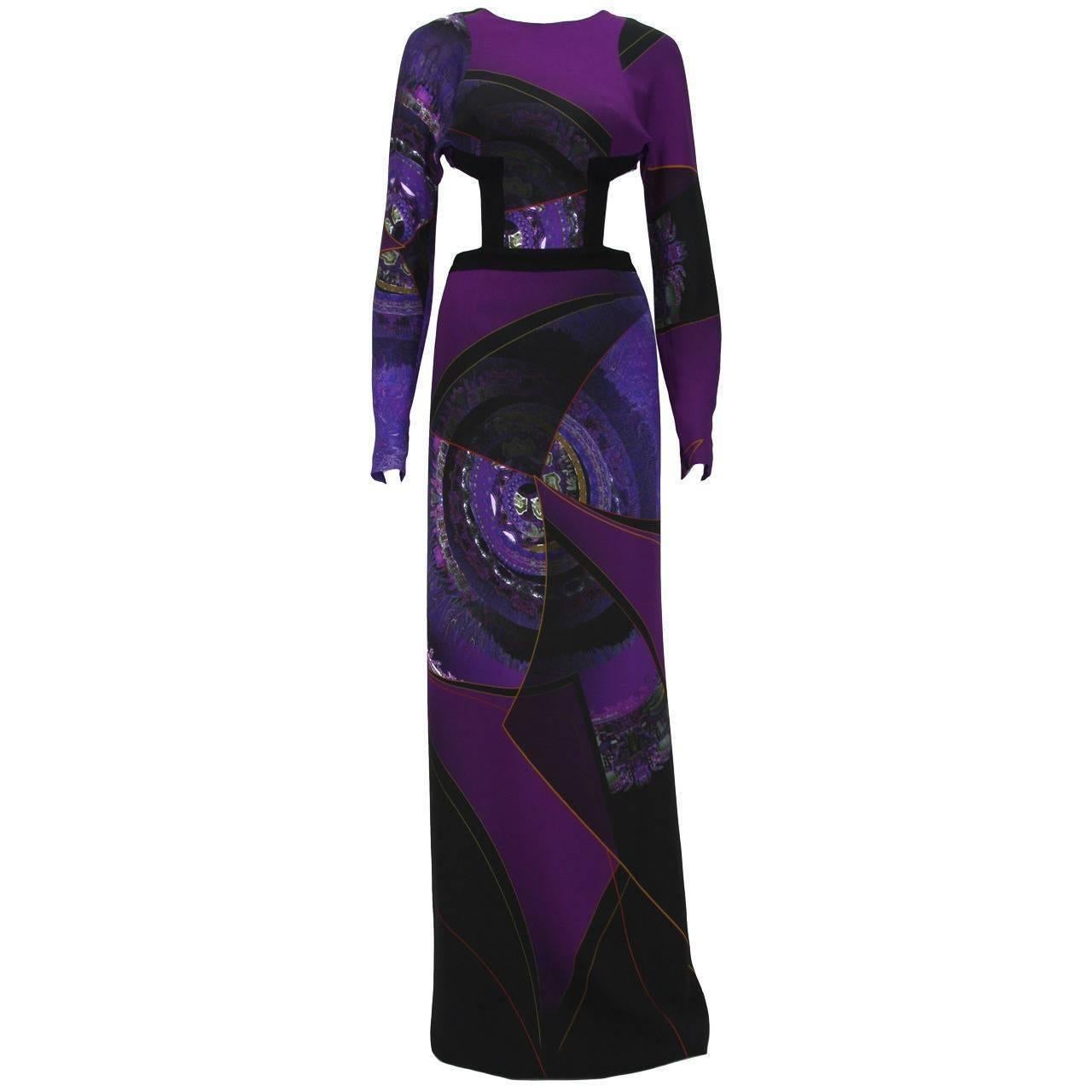 New ETRO RUNWAY Collection Purple Dress Gown
Italian Sizes Available:  40 – US 4, 44 - US 8
Color – Multiple Purple Colors, Black
Open Back Style
Made in Italy
New with Tag.
