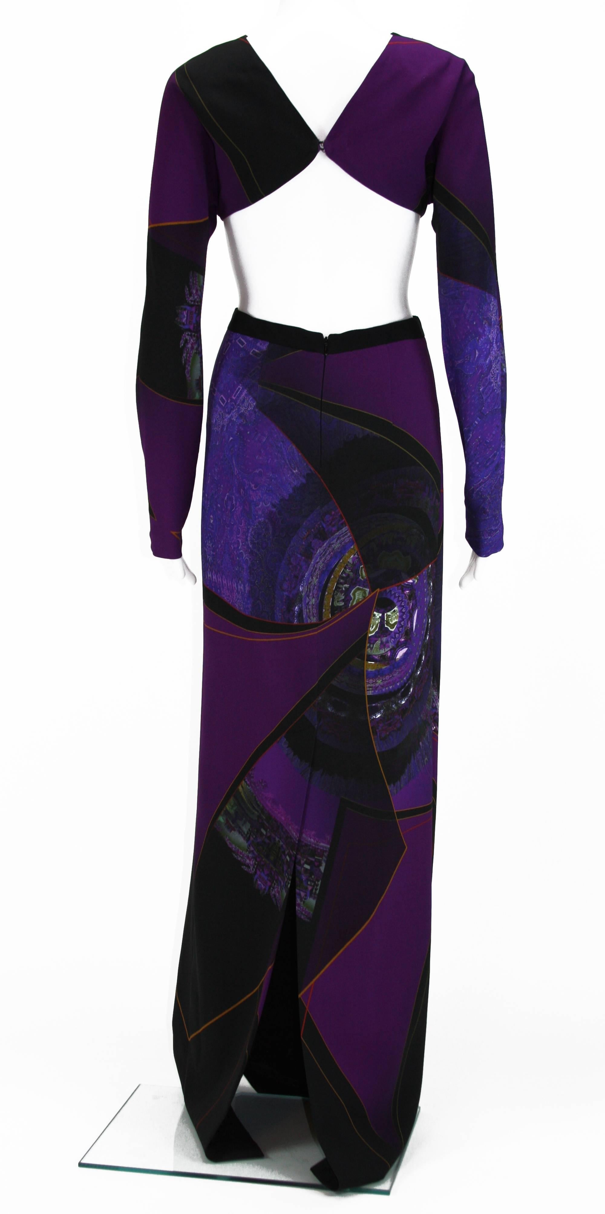 New ETRO AD CAMPAIGN RUNWAY Purple Gown CUTOUT Open Back In New Condition In Montgomery, TX
