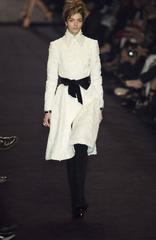 ICONIC TOM FORD für YVES SAINT LAURENT FALL 2002 CREAM JACQUARD SILK COAT Small