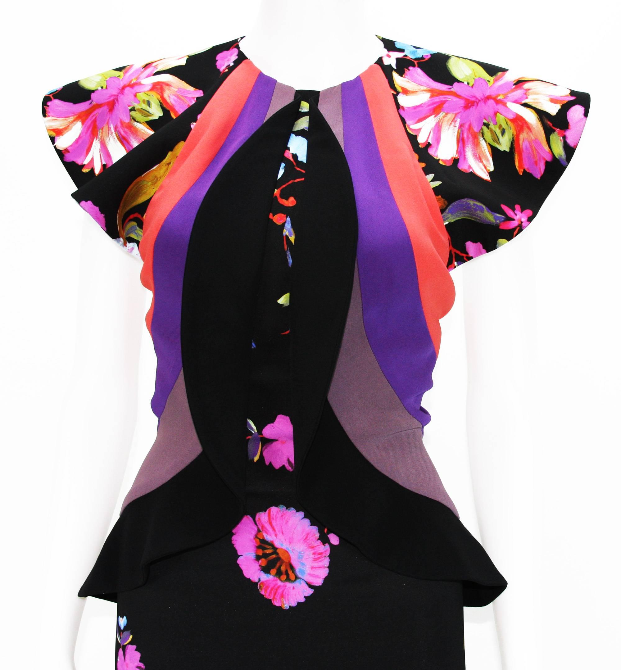 ETRO - Robe longue italienne à imprimé floral, campagne AD, dos ouvert, taille 40 - US 4, état neuf Pour femmes en vente