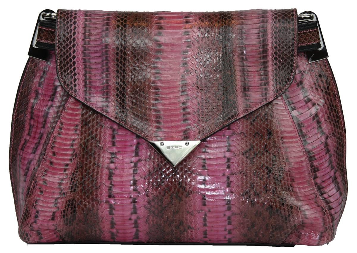 Women's New ETRO Cornelia Runway Watersnake Leather Clutch Shoulder Bag For Sale