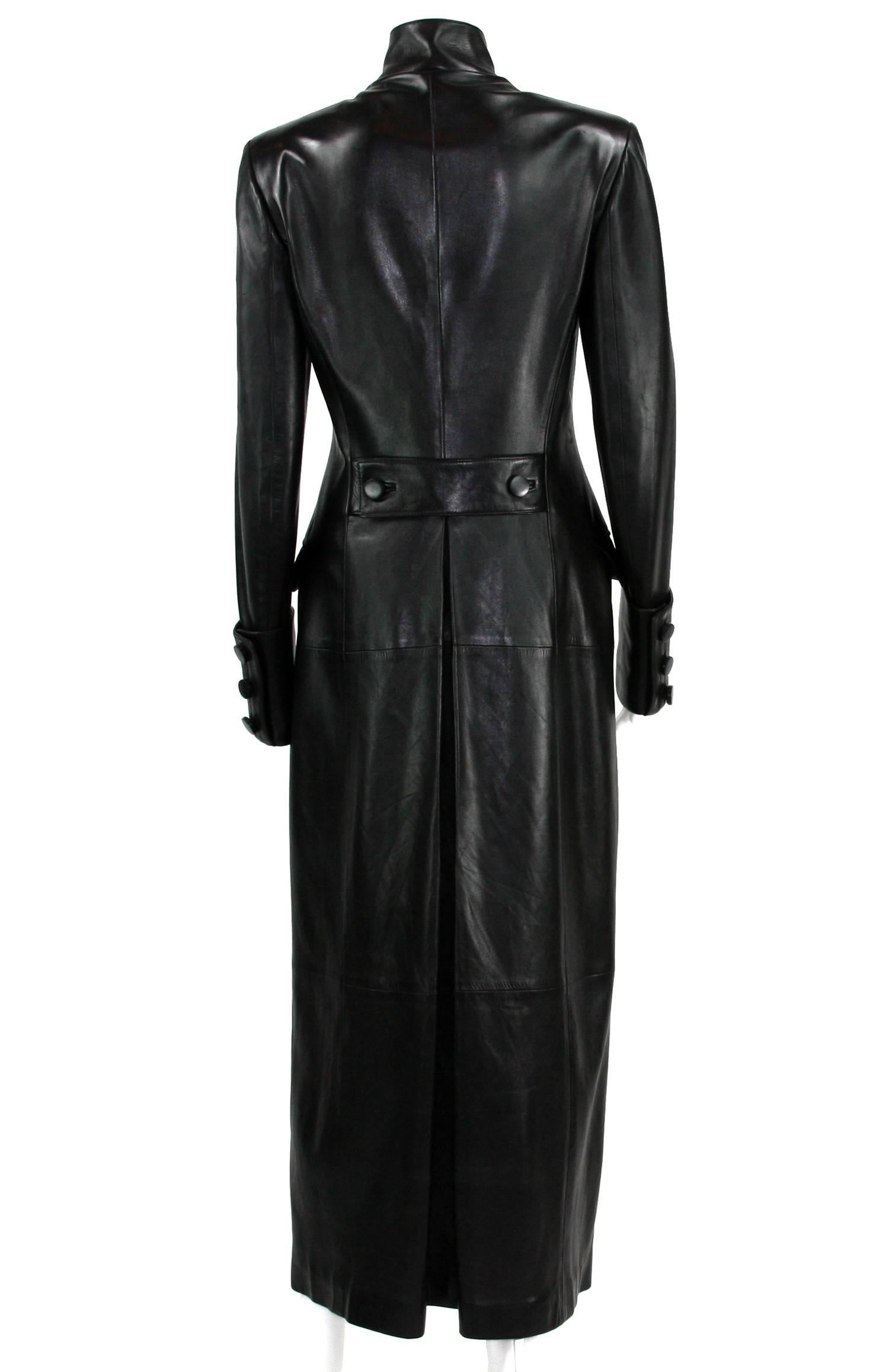 Tom Ford for Yves Saint Laurent F/W 2001 Black Leather Long Military ...