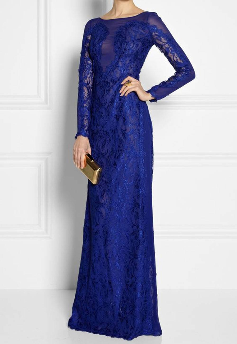 Bleu Emilio Pucci - Robe en dentelle bleu vif, état neuf, taille IT 40 - US 4 en vente