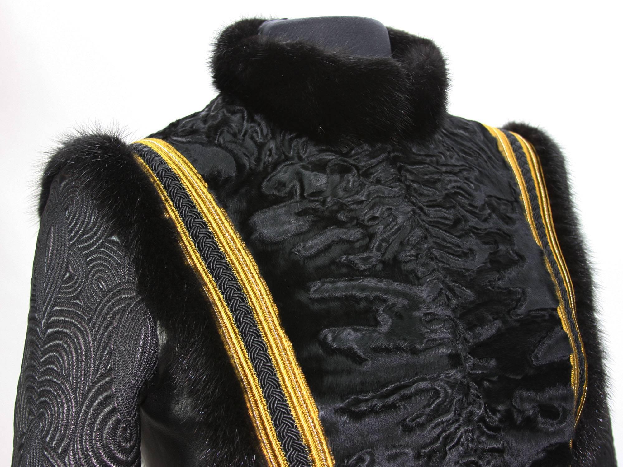 NEW Exquisite $7650 ETRO Embossed Leather Mink Fur Lamb Jacket It.42 - US 6 in vendita 2