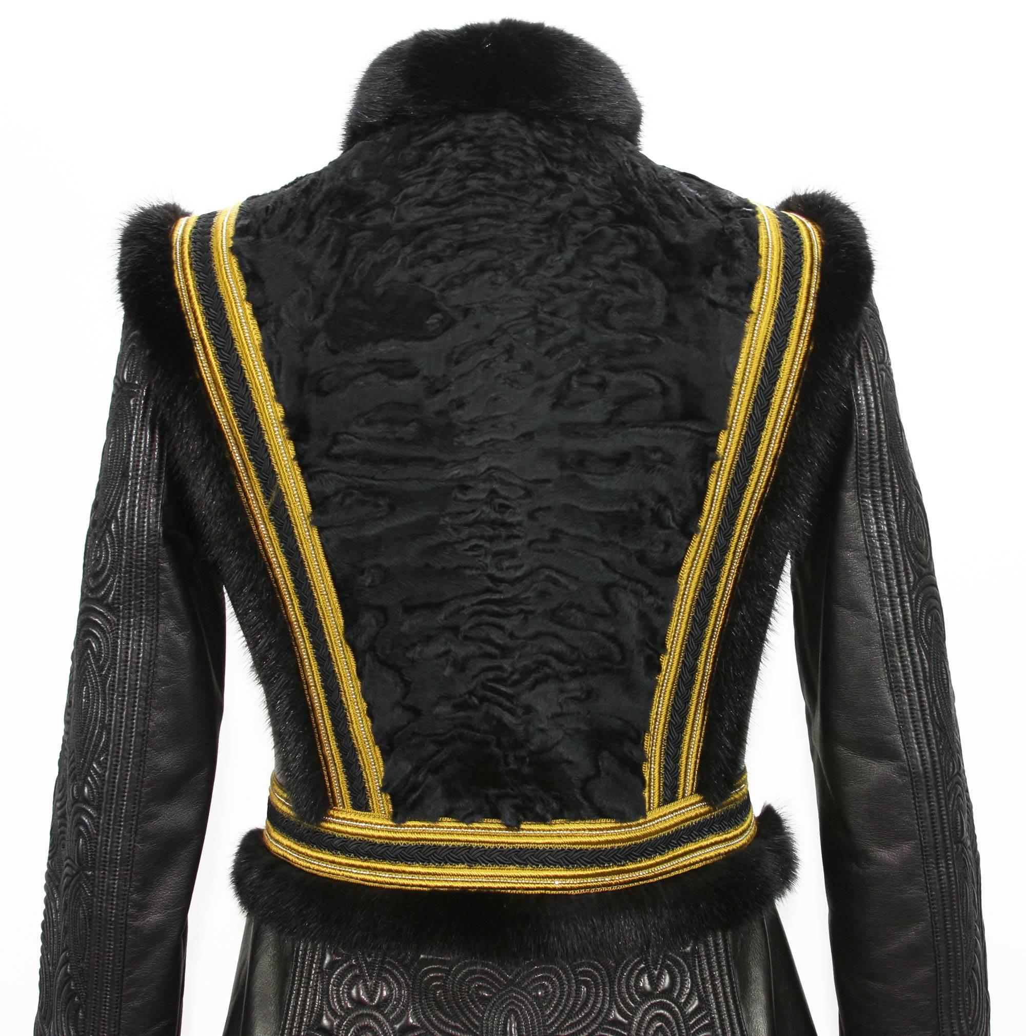 NEW Exquisite $7650 ETRO Embossed Leather Mink Fur Lamb Jacket It.42 - US 6 For Sale 2