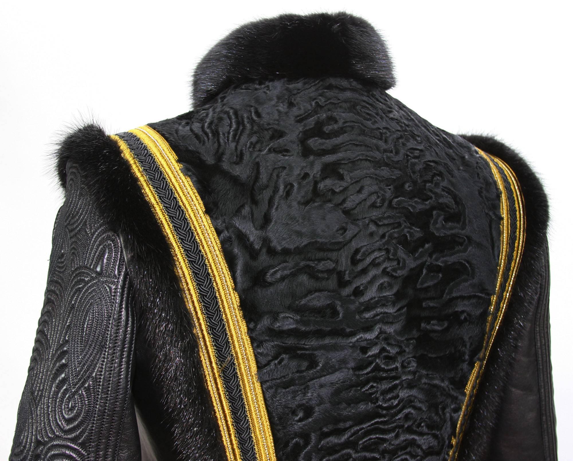 NEW Exquisite $7650 ETRO Embossed Leather Mink Fur Lamb Jacket It.42 - US 6 For Sale 4