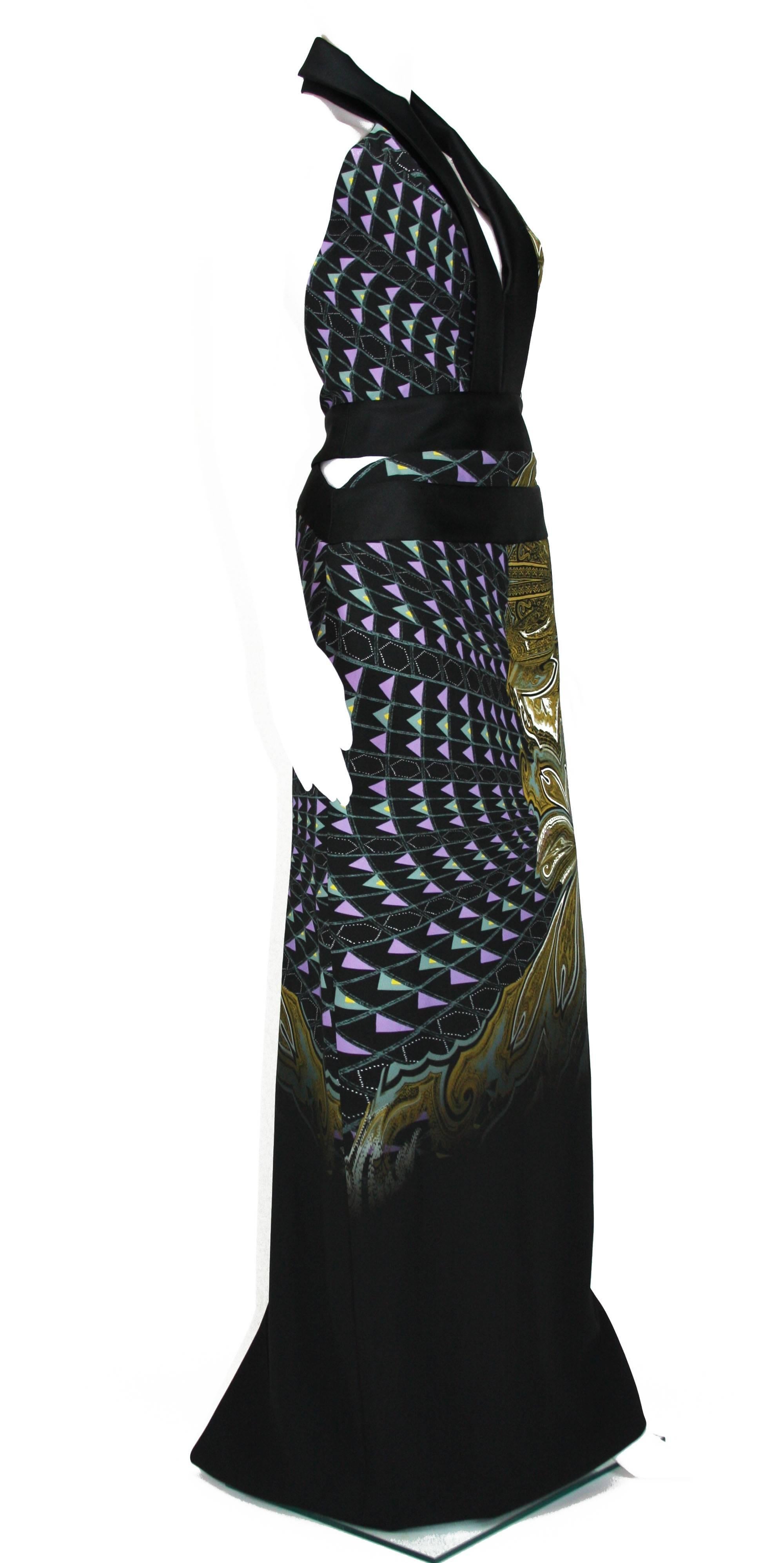 New ETRO Runway Printed Side Cutout Open Back Gown 40 - 4 1