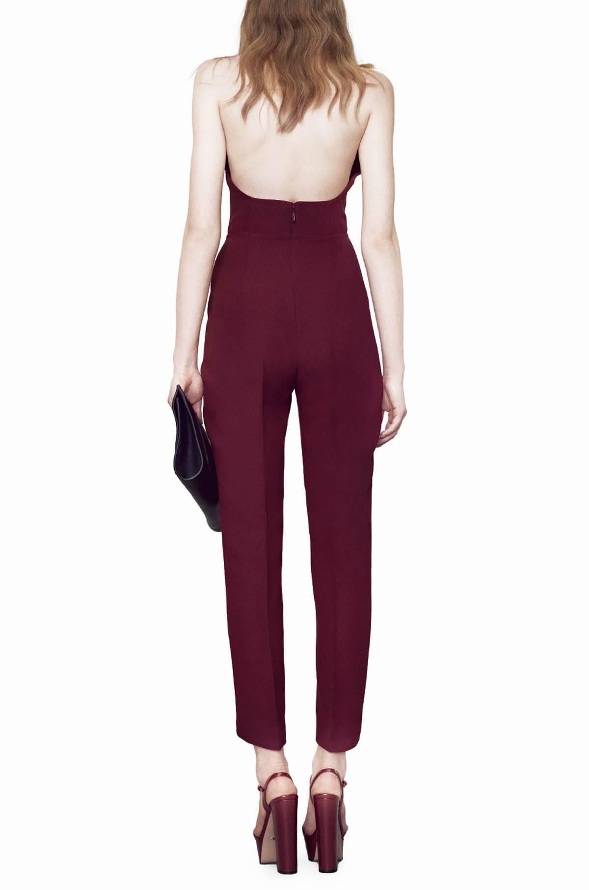 Neuer, sexy Gucci-Overall mit Neckholder aus burgunderrotem Seidenkaro (Rot) im Angebot
