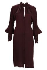 Tom Ford for Gucci 2003 Collection 3x Buckle Grommet Sleeve Burgundy Dress 40 -