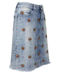 GUCCI Crystal-Embellished Stretch Denim Skirt Italian 40 - US 4