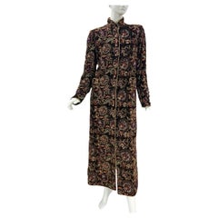 Oscar De La Renta A/I 2003 Cappotto in velluto cioccolato scuro riccamente impreziosito US 12