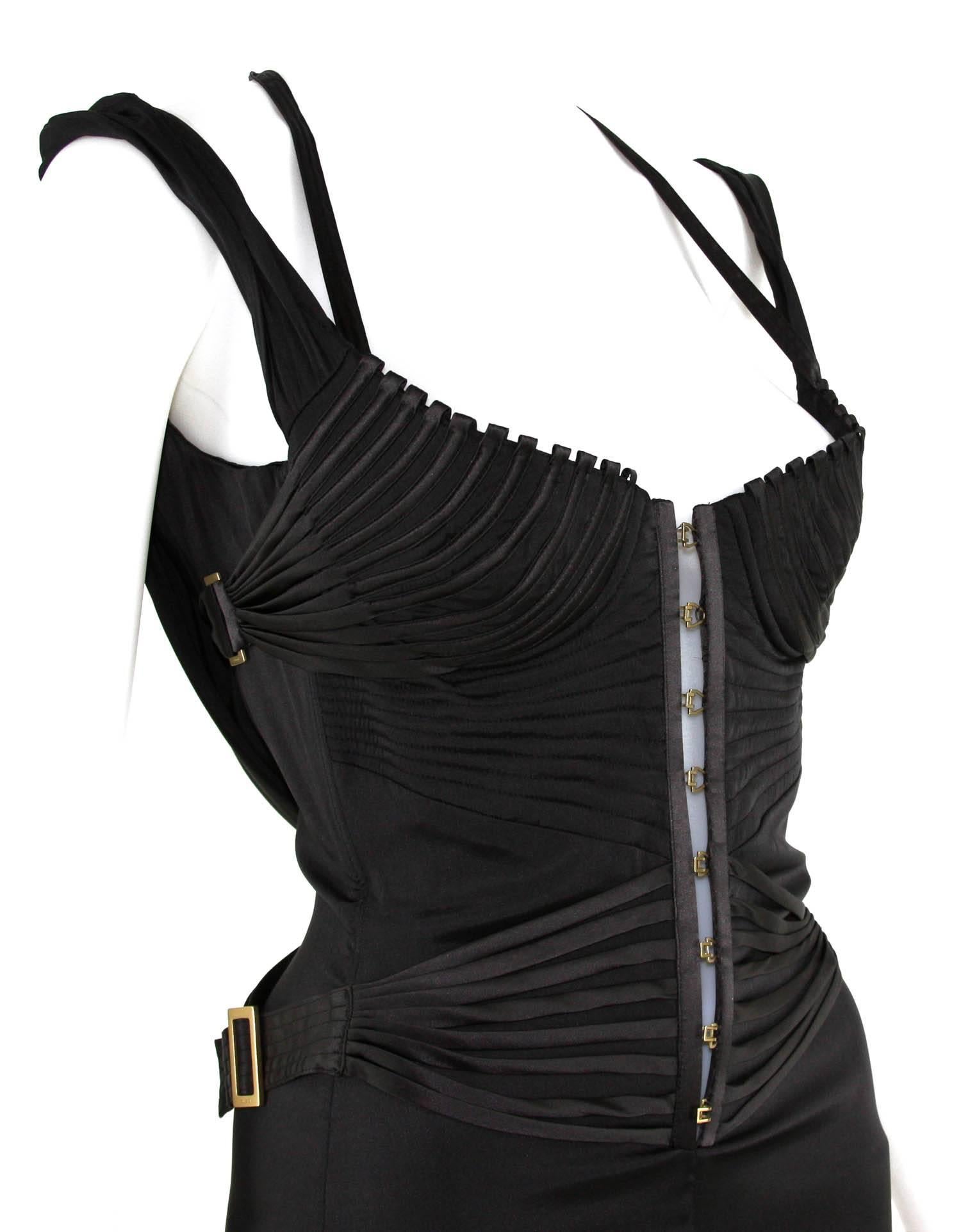 Tom Ford for Gucci 2003 Collection Silk Corset Top Cocktail Dress 40 In New Condition For Sale In Montgomery, TX