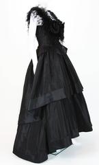 Valentino Boutique 80's Silk Taffeta Feathers Black Gown
