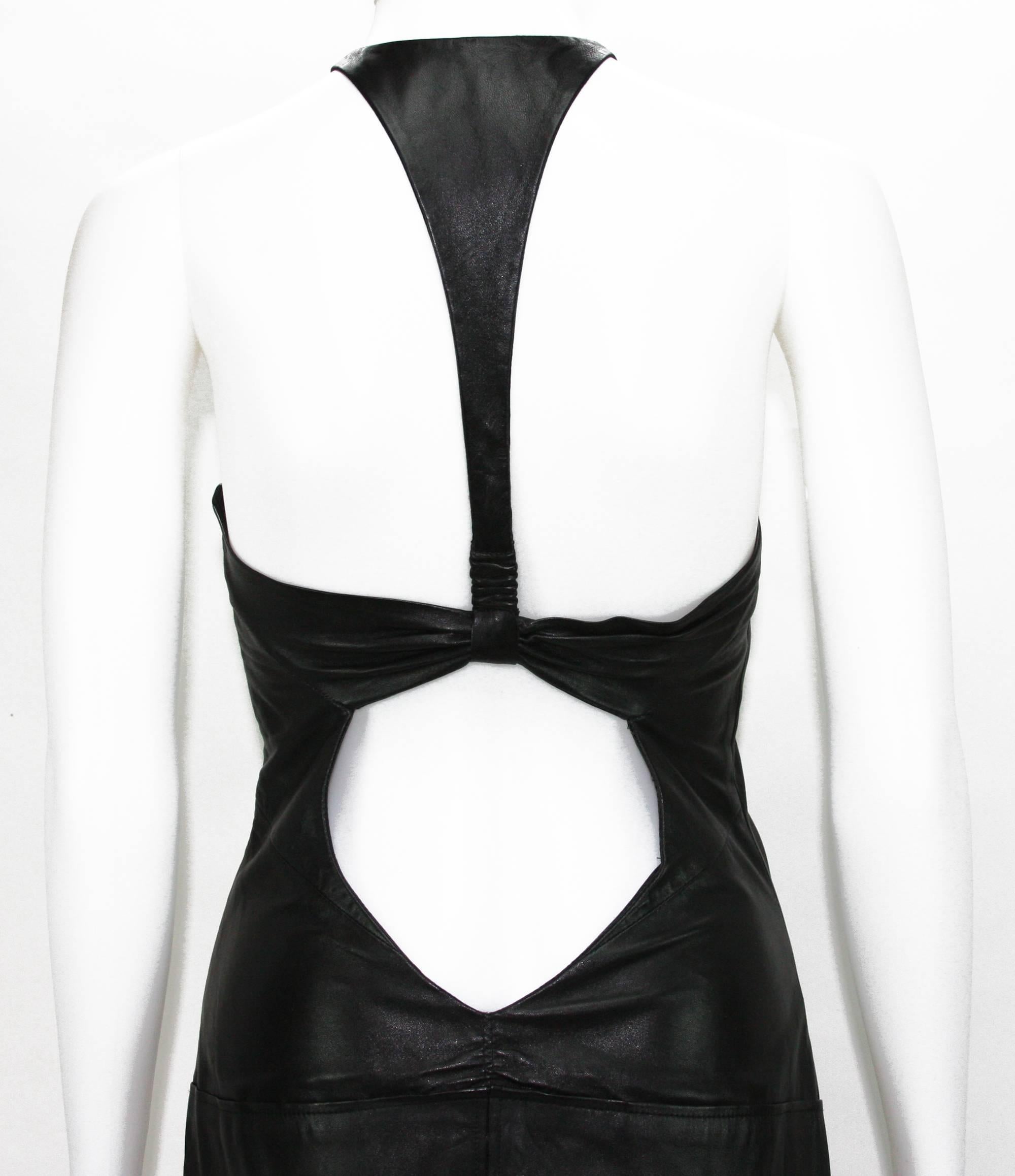 Tom Ford for Gucci 2004 Collection Black Leather Cocktail Dress It. 44 - US 8 For Sale 3