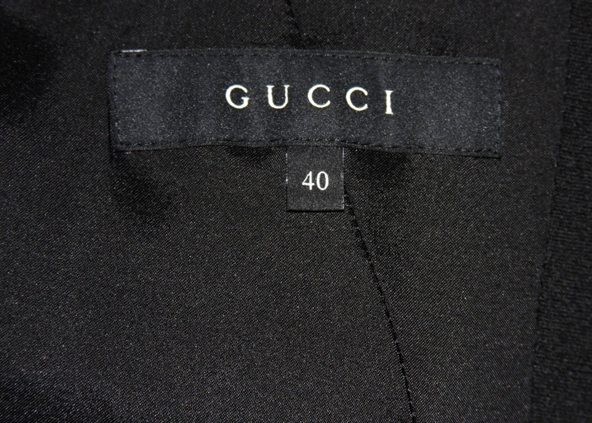 New GUCCI Runway Jacquard Wool Fern Motif Black Coat It. 40 - US 4/6 For Sale 3