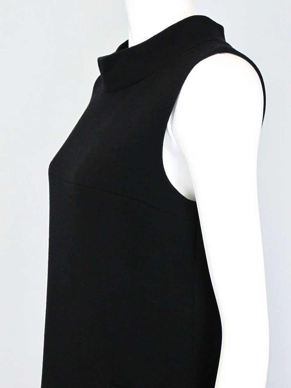Oscar De La Renta Vestido de cóctel de lana negro con bordado de gemas US 6 en venta 4