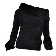 Tom Ford for Gucci Black Angora and Mink Fur Black Most Luxurious Sweater S 11