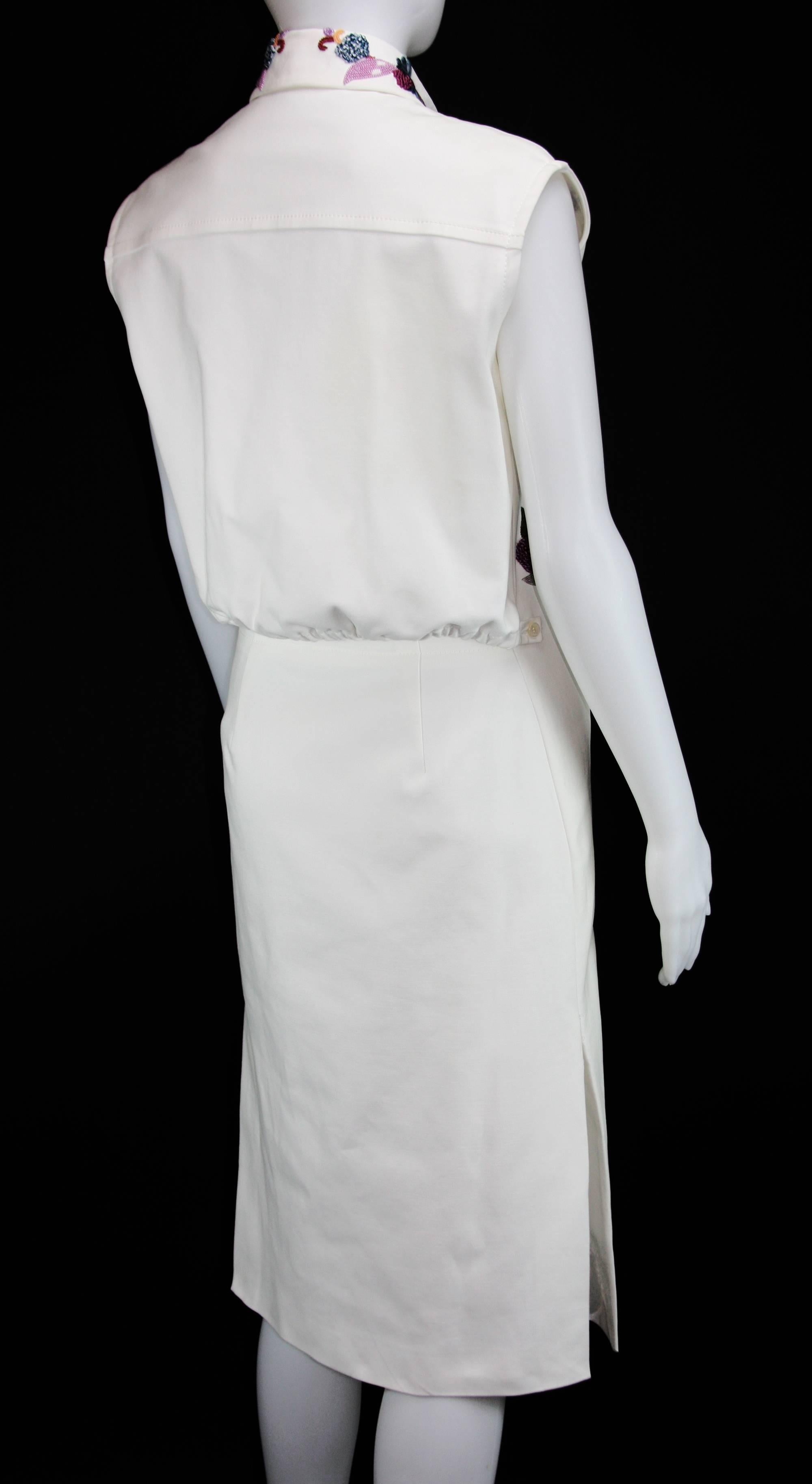 New ETRO Runway Exquisitely Hand Beaded & Embroidered White Dress w/Belt 40  6/8 4