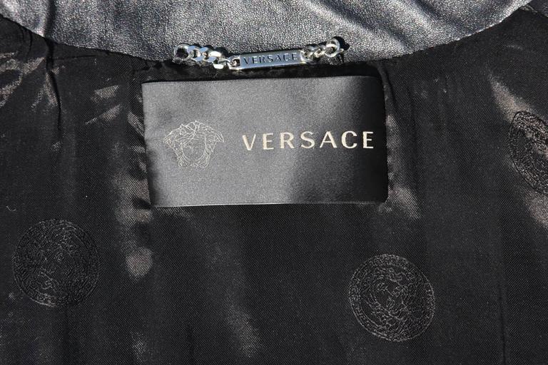 New Versace $7725 Quilted Black Soft Leather Women's Trench Coat with ...