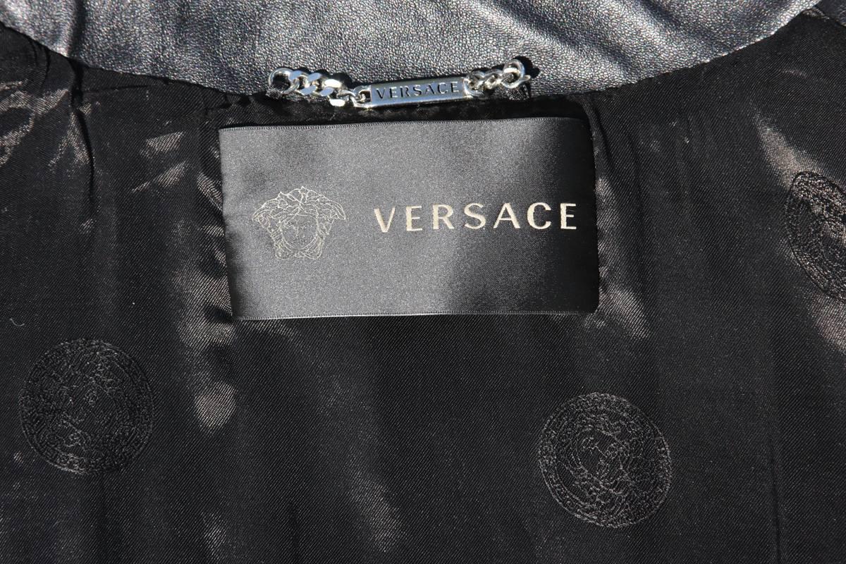 New Versace $7725 Quilted Black Soft Leather Women's Trench Coat with Belt It 46 For Sale 3