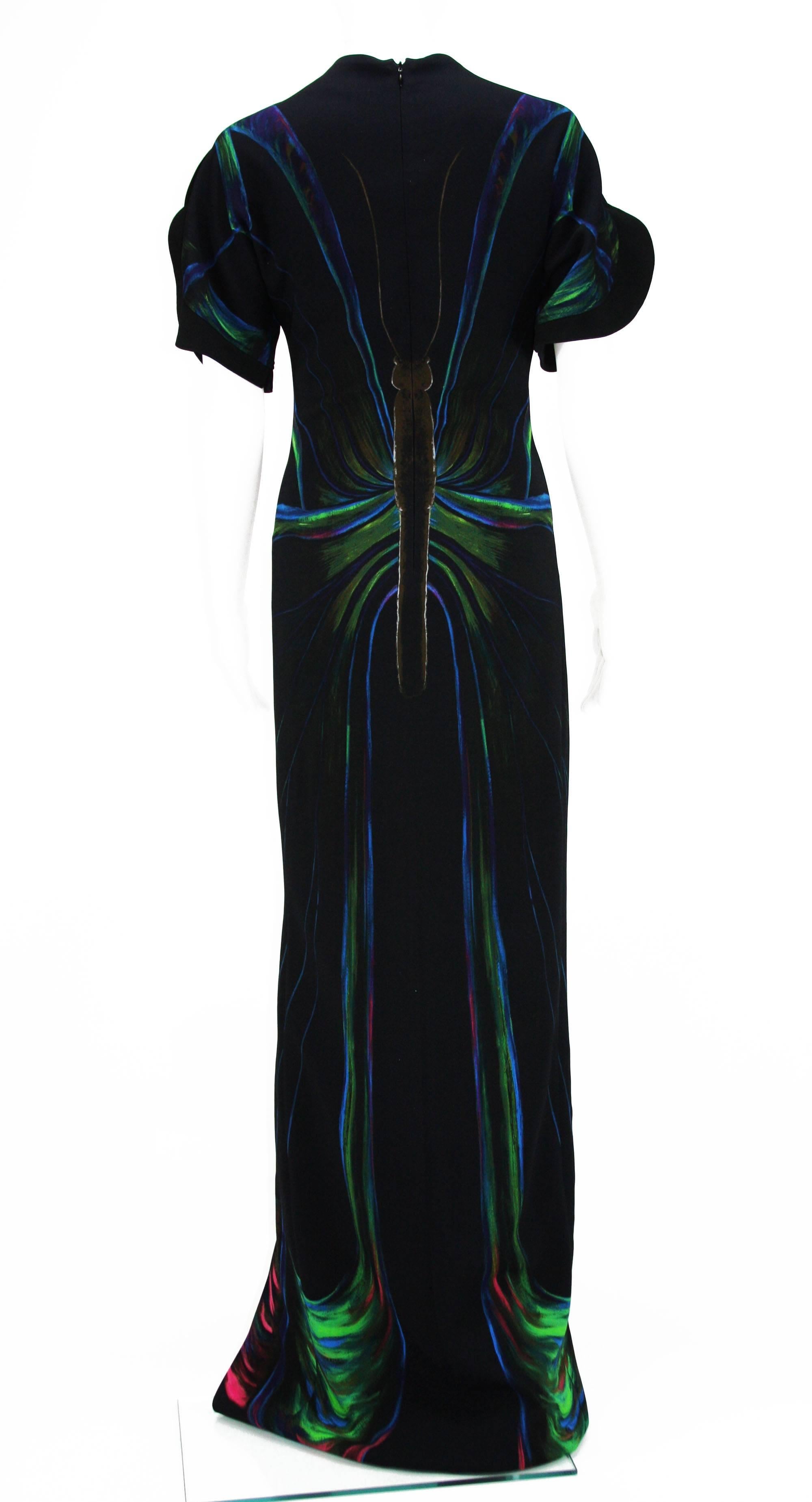 ETRO Robe de défilé surdimensionnée noire extensible à imprimé papillon, 40 - 4, collection neuve Neuf - En vente à Montgomery, TX