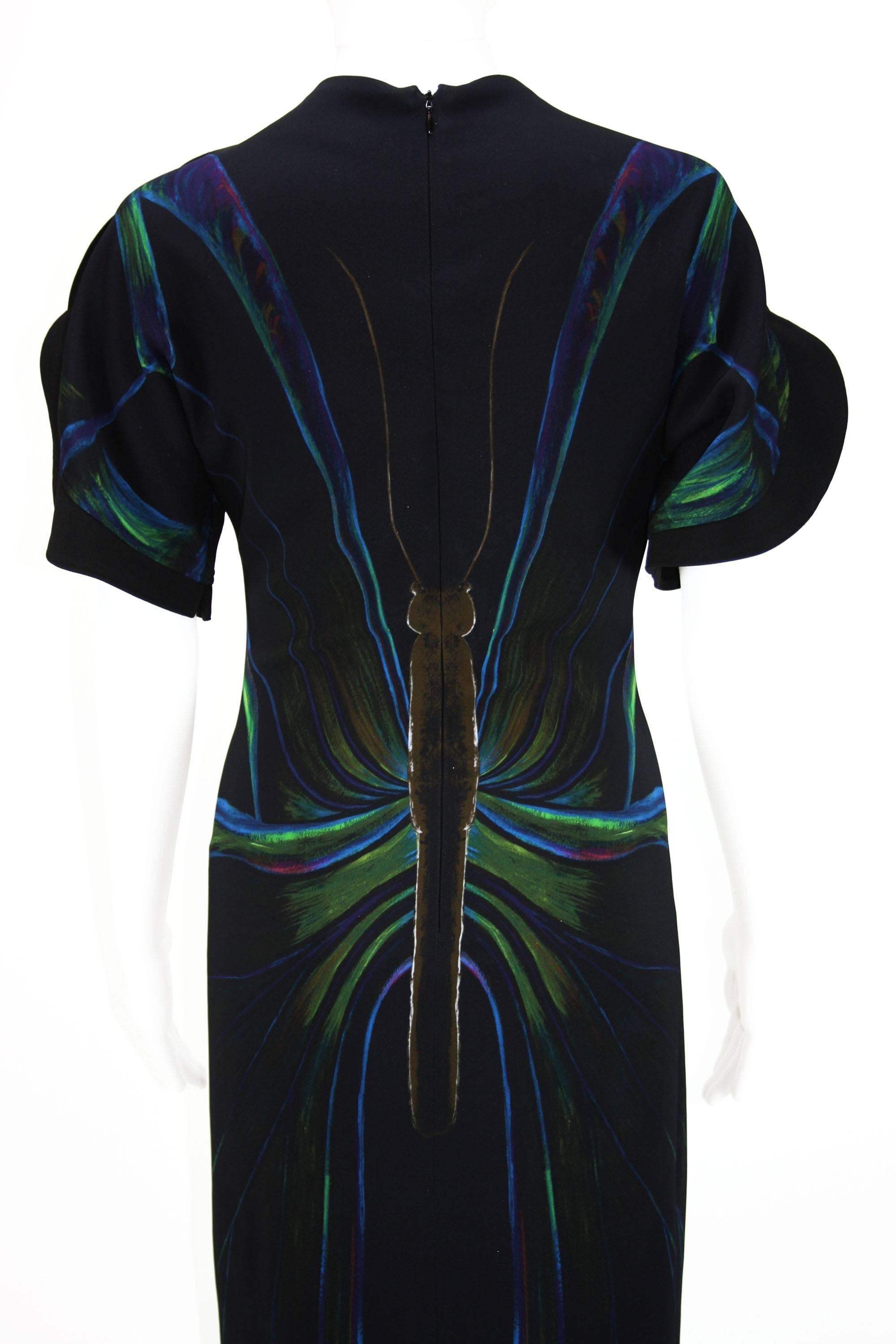 ETRO Robe de défilé surdimensionnée noire extensible à imprimé papillon, 40 - 4, collection neuve en vente 2