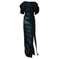 New ETRO Runway Collection Oversize Butterfly Print Stretch Black Gown 40 - 4