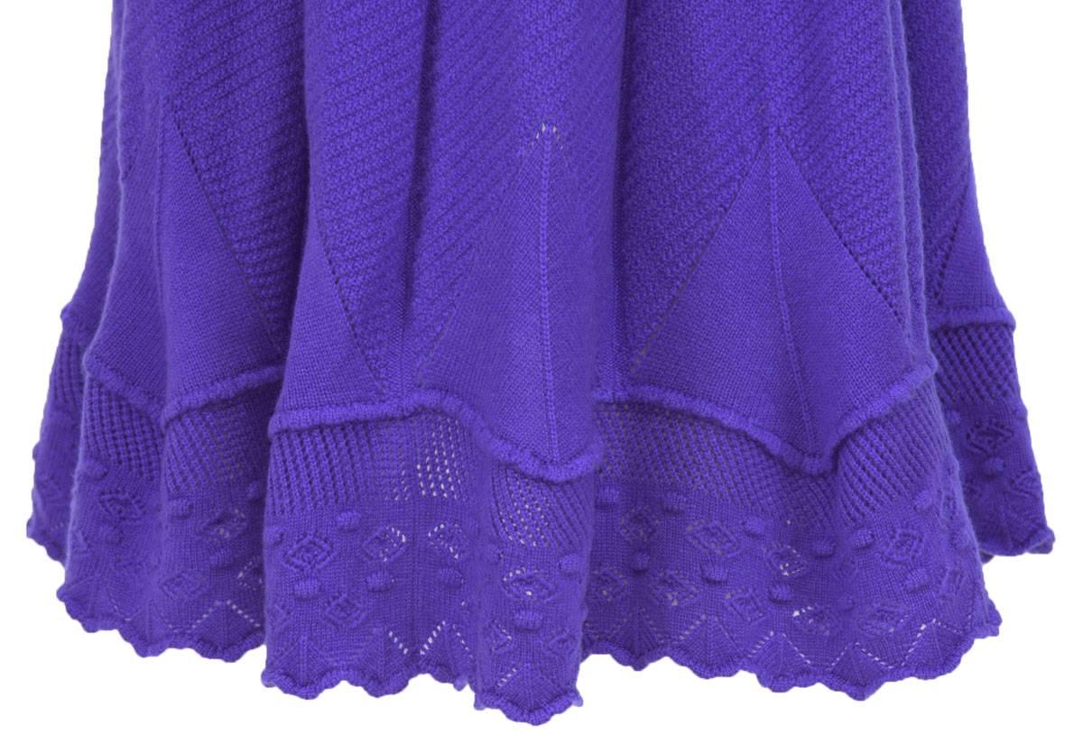 New $3090 Oscar de la Renta 100% Cashmere Ruffled Purple Long Cardigan Coat 4