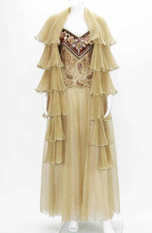 Spring 1980 Documented Christian Dior Striped Silk Gown main image 1