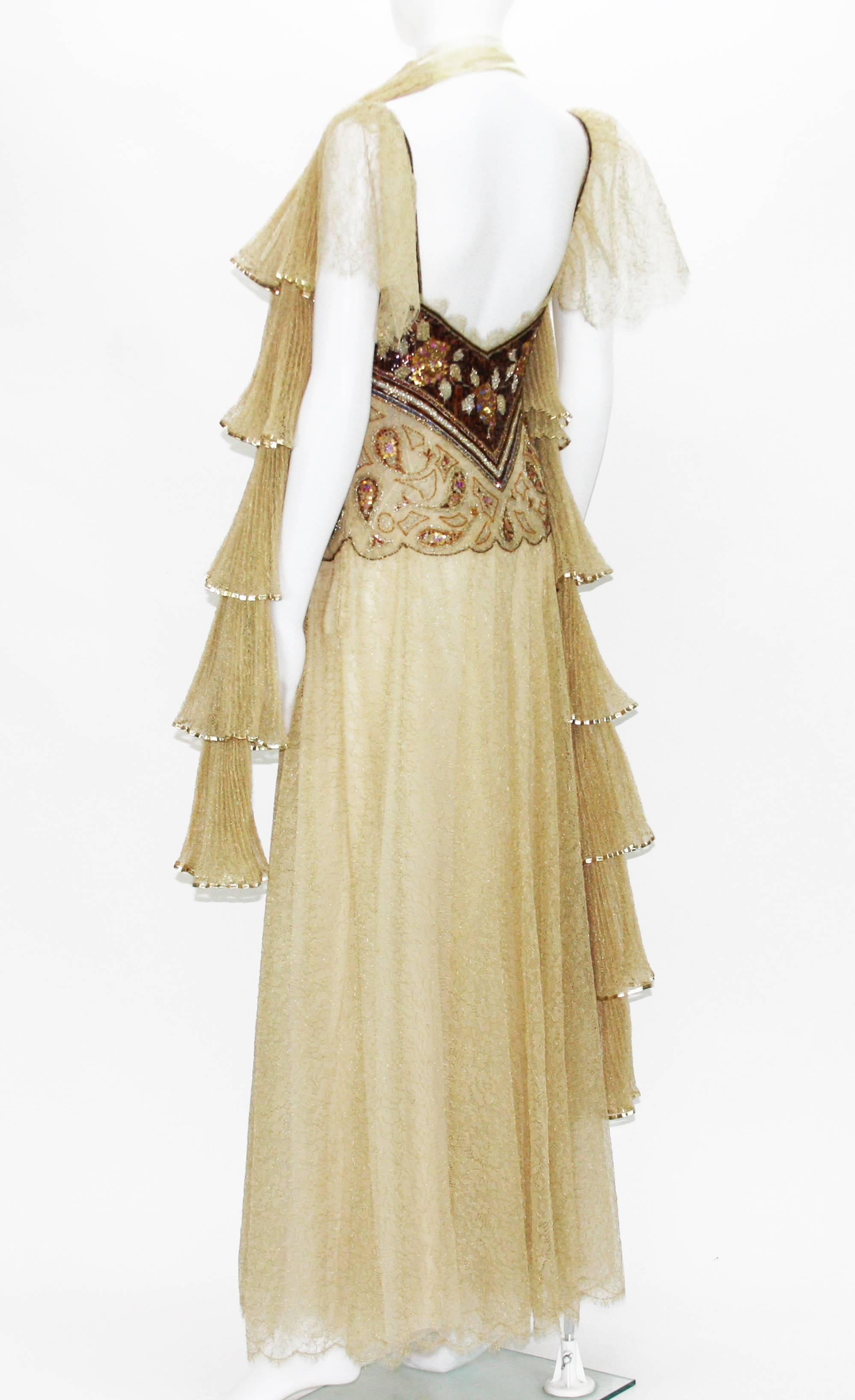 Automne-Hiver 1980 Christian Dior Paris Numbered Lace Gown with Stole 3