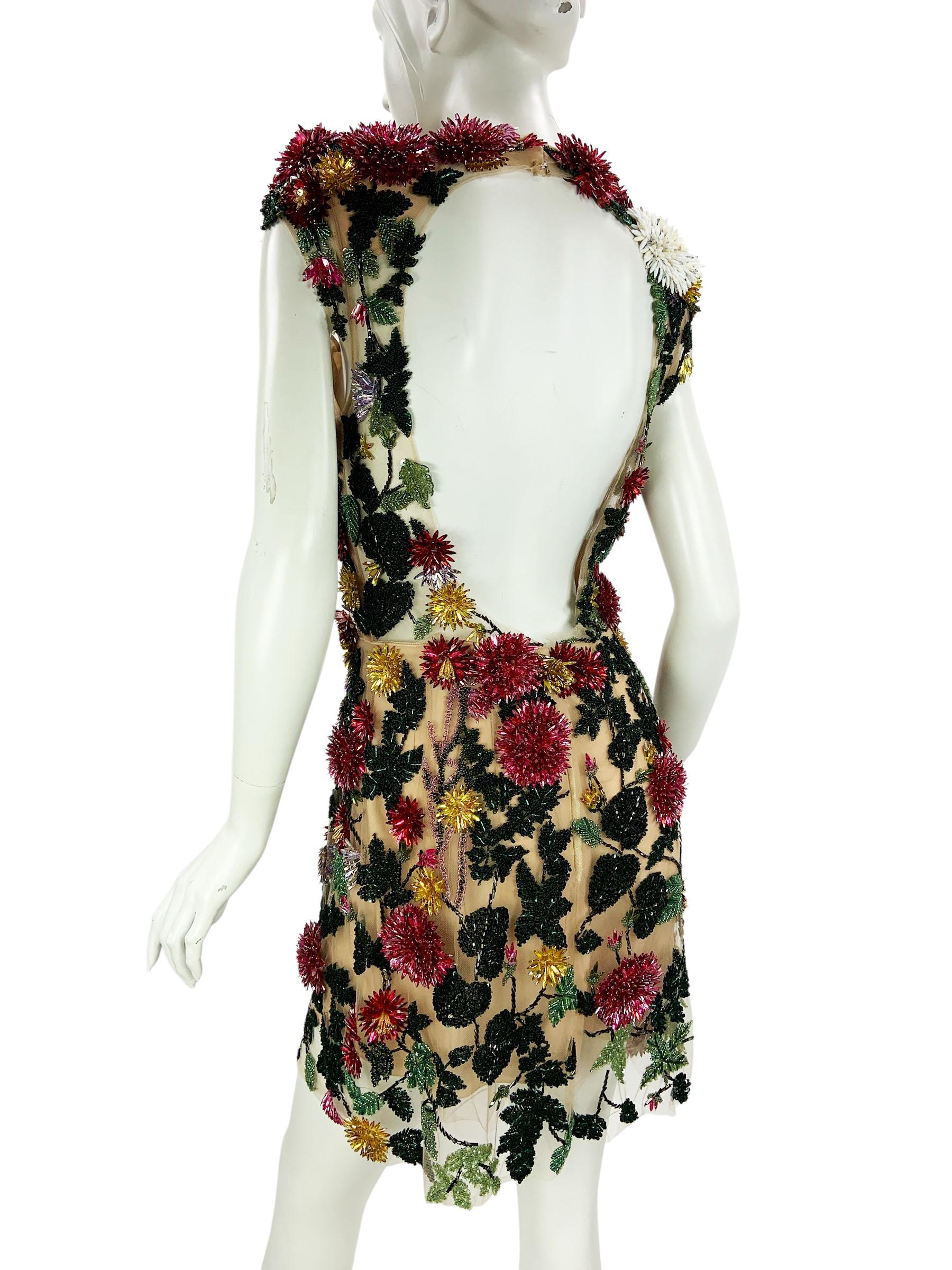 Oscar de la Renta S/S 2023 Crystal verschönert Blumen Illusion Minikleid US 6 im Angebot 10