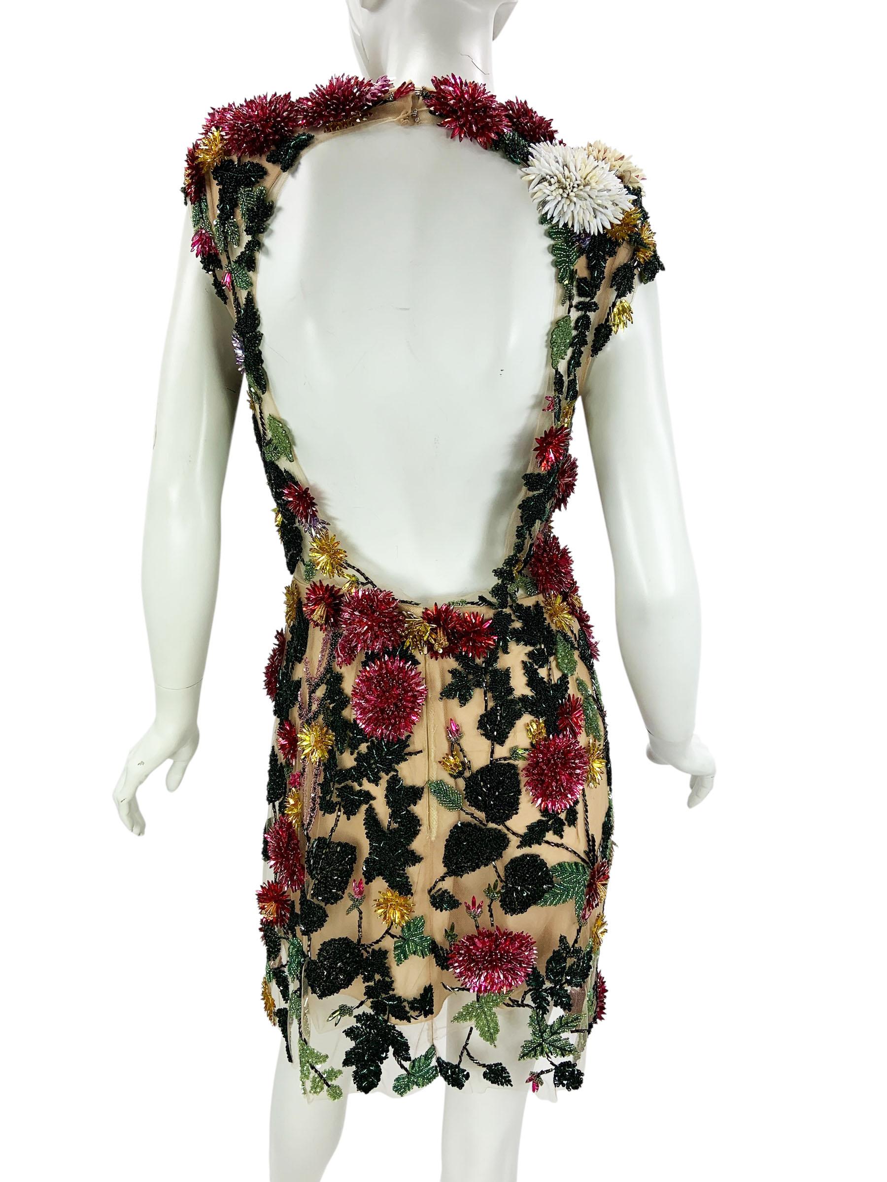 Oscar de la Renta S/S 2023 Crystal verschönert Blumen Illusion Minikleid US 6 im Angebot 9