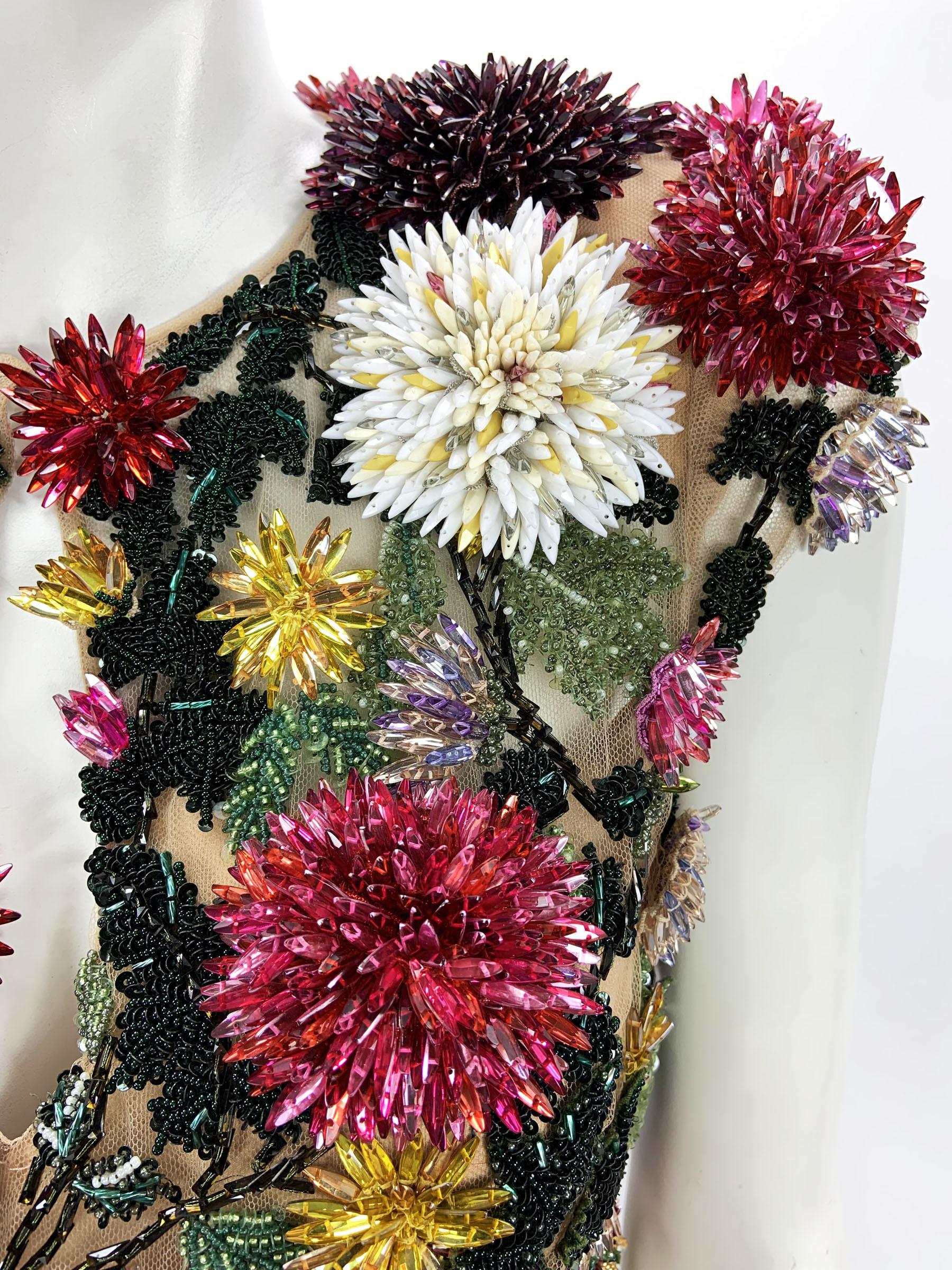 Oscar de la Renta S/S 2023 Crystal verschönert Blumen Illusion Minikleid US 6 im Angebot 13