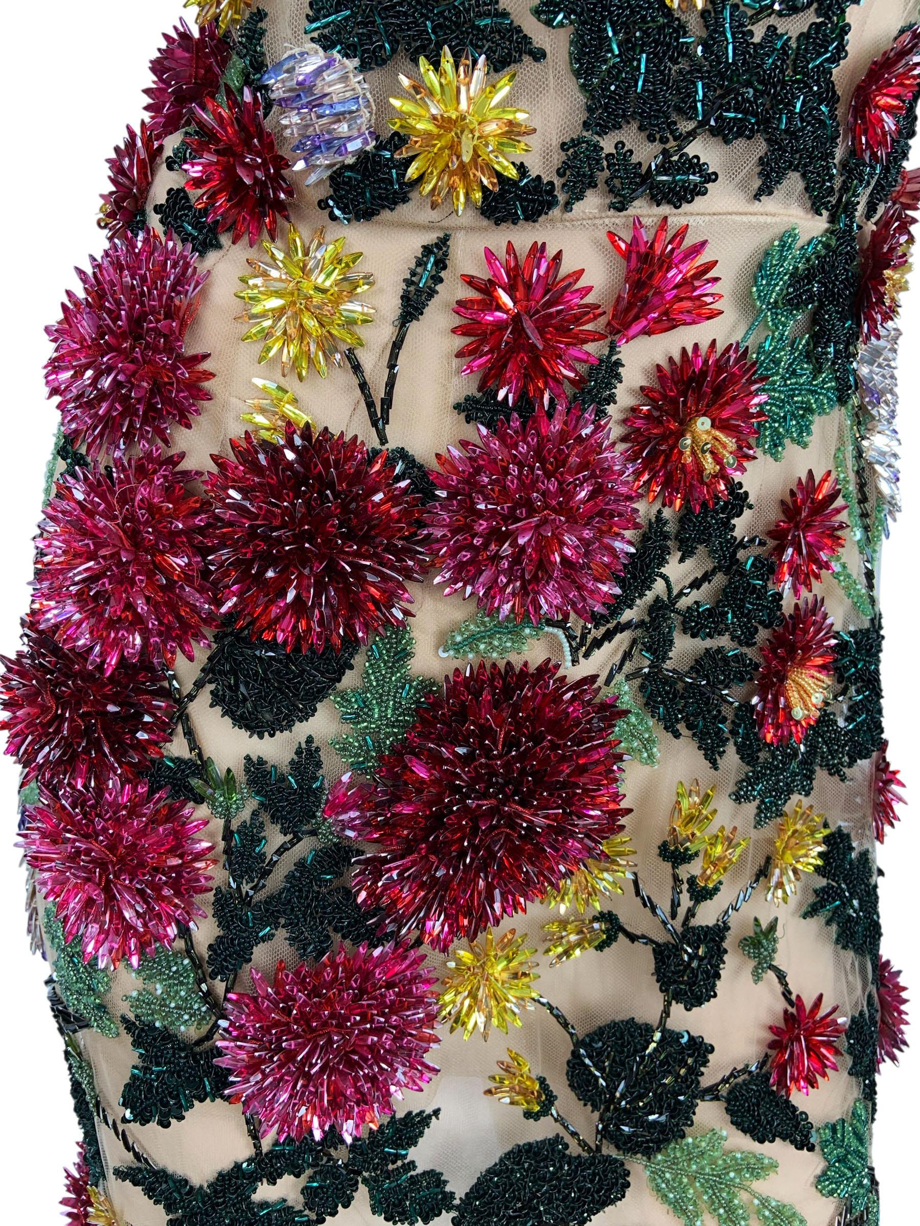 Oscar de la Renta S/S 2023 Crystal verschönert Blumen Illusion Minikleid US 6 im Angebot 11