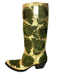 New GIANNI BARBATO Western Bullhide Leather Embroidered Boots Hand-Made It 37- 7