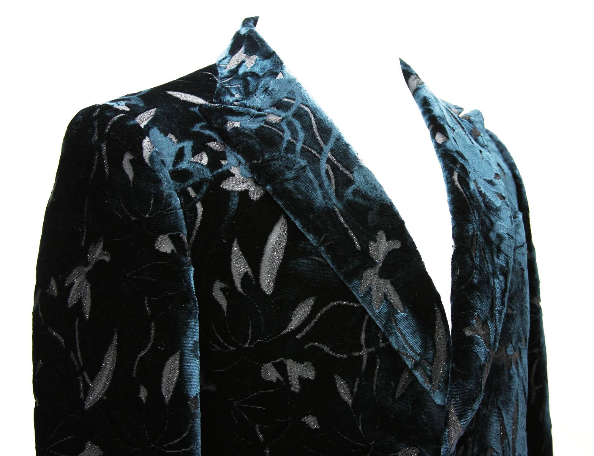 Black New $4300 GUCCI Runway Salon Jacquard Velvet Dandy Evening Blazer It 48 - US 38