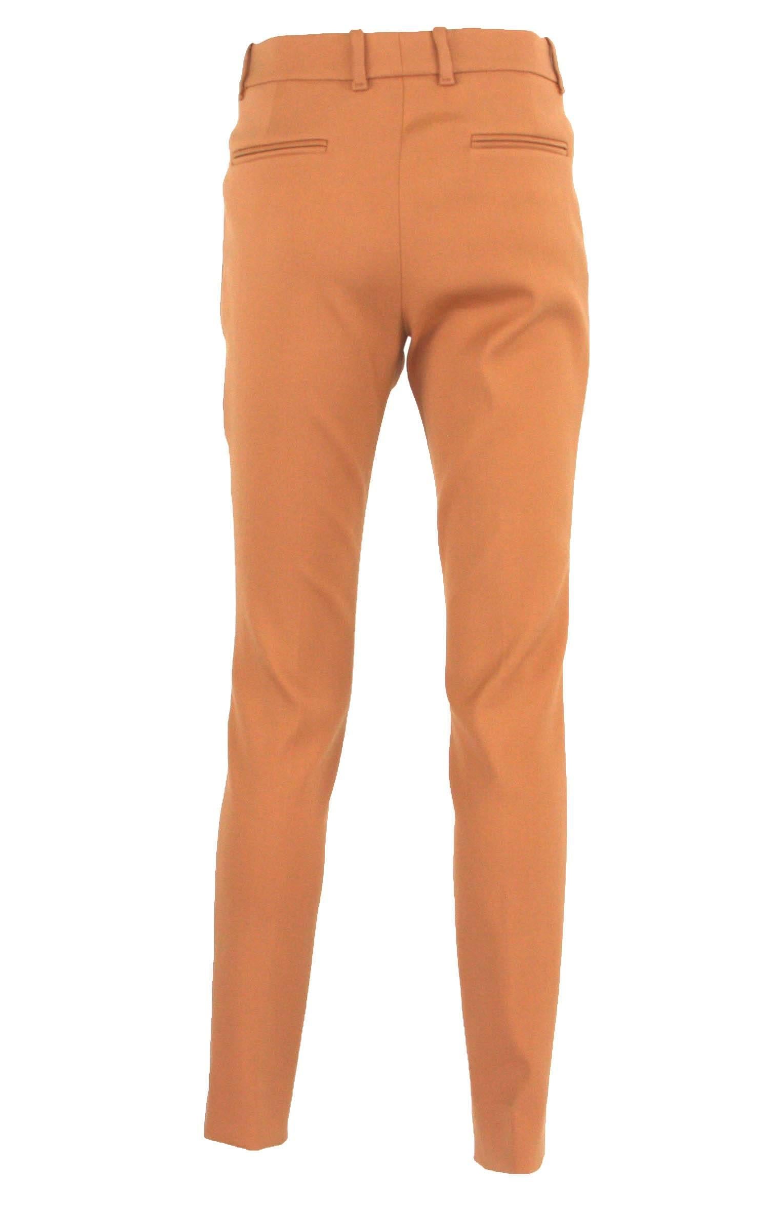 New Gucci Salmon Pant Suit Silk Blouse Stretch Slim Pants Leather Belt 42 - 6/8 For Sale 3