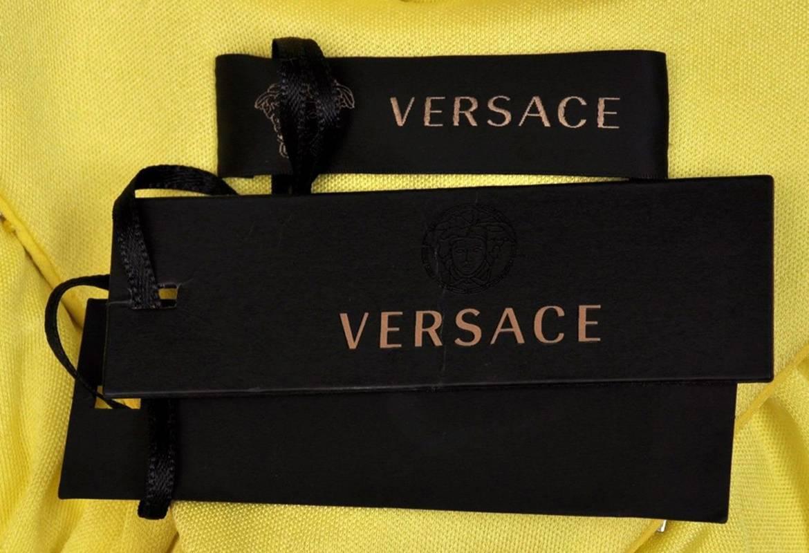 Nuovo abito da cocktail VERSACE con perline e increspature giallo stretch 44 - US 8 in vendita 5