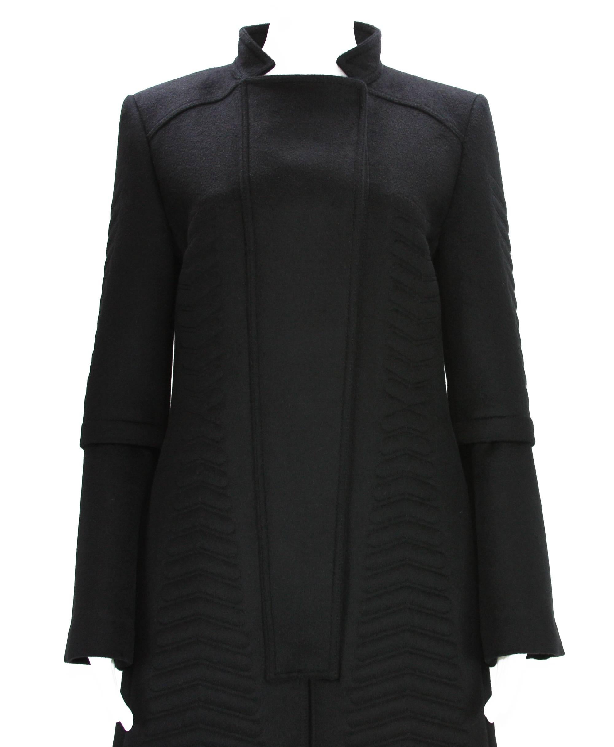 A/W 2004 Tom Ford for Gucci Chevron Quilting Black Angora Wool Coat It 44 - US 8 1