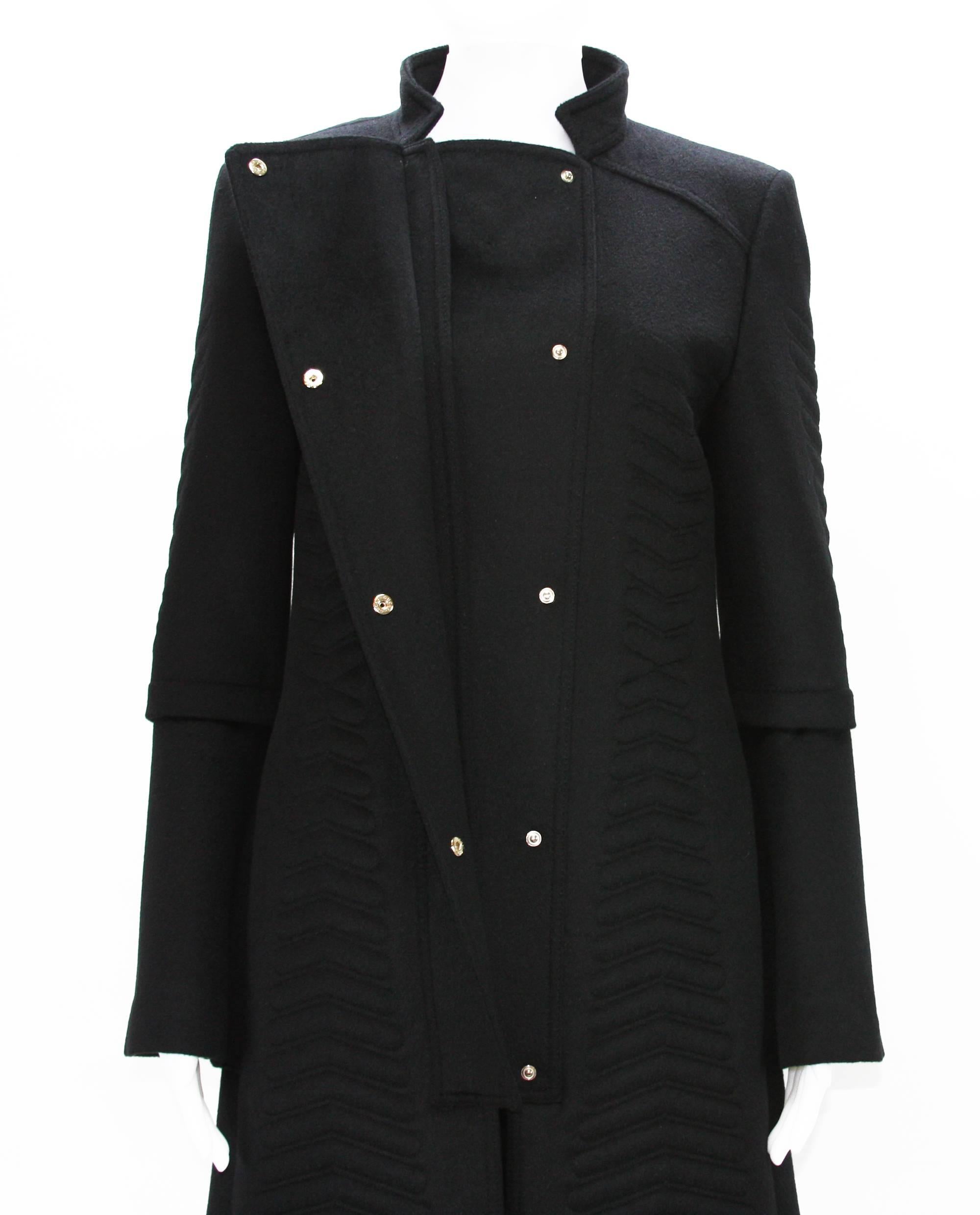 A/W 2004 Tom Ford for Gucci Chevron Quilting Black Angora Wool Coat It 44 - US 8 2